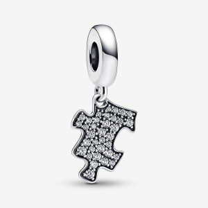 Pandora Sparkling Puzzle Piece Dangle Charm Sterling Silver | 01635-JDXB