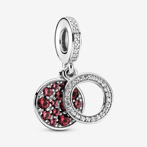 Pandora Sparkling Red Disc Double Dangle Charm Sterling Silver | 85720-SMBU