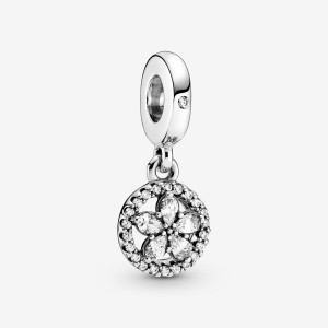 Pandora Sparkling Snowflake Circle Dangle Charm Sterling Silver | 59724-HYJO