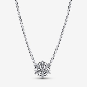 Pandora Sparkling Snowflake Pendant Necklace Sterling Silver | 46831-ZVWS