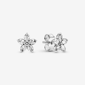 Pandora Sparkling Snowflake Stud Earrings Sterling Silver | 74891-FRDK