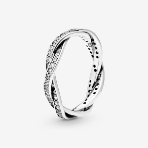 Pandora Sparkling Twisted Lines Ring Sterling Silver | 56920-GTLK