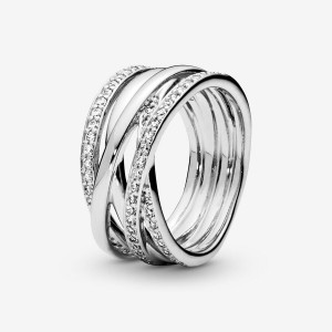 Pandora Sparkling & Polished Lines Ring Sterling Silver | 21359-WLBY