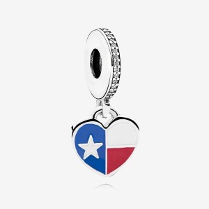 Pandora Texas Flag Heart Dangle Charm, Mixed Enamel Sterling Silver | 18063-PSTJ