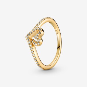 Pandora Timeless Wish Sparkling Heart Ring Gold Plated | 89642-EKOT