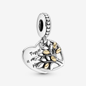 Pandora Two-Tone Family Tree Heart Dangle Charm Two-tone | 03265-JQZB