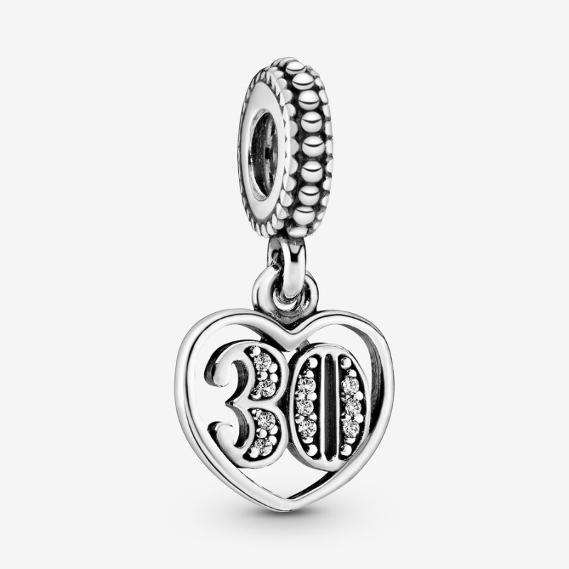 Pandora 30th Celebration Dangle Charm Sterling Silver | 31962-FGMC