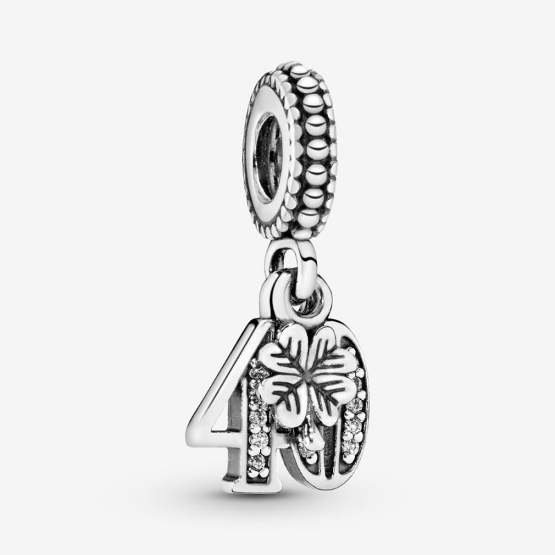 Pandora 40th Celebration Dangle Charm Sterling Silver | 46573-XPRG