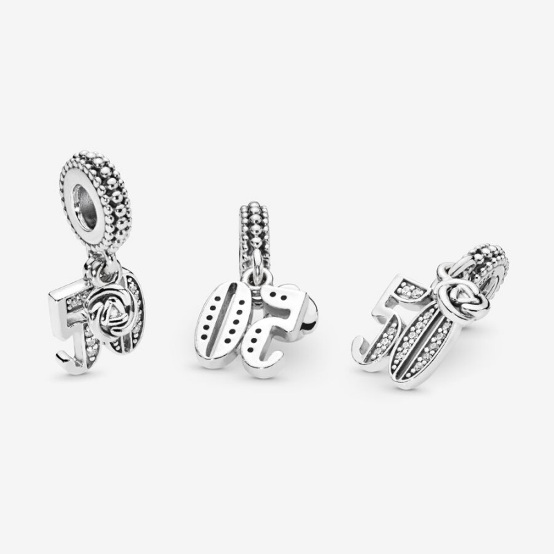 Pandora 50th Celebration Dangle Charm Sterling Silver | 28307-QHGY