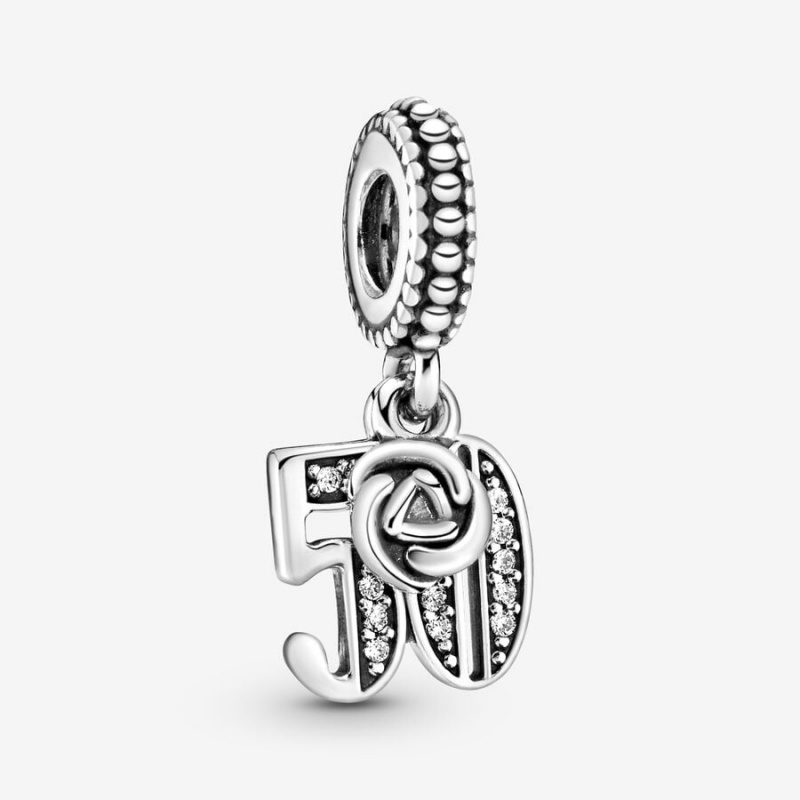 Pandora 50th Celebration Dangle Charm Sterling Silver | 28307-QHGY