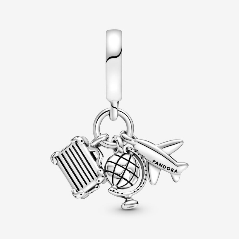 Pandora Airplane, Globe & Suitcase Dangle Charm Sterling Silver | 18547-XBLJ