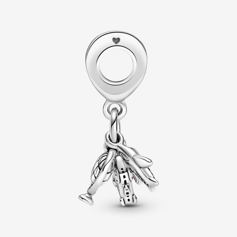 Pandora Airplane, Globe & Suitcase Dangle Charm Sterling Silver | 18547-XBLJ