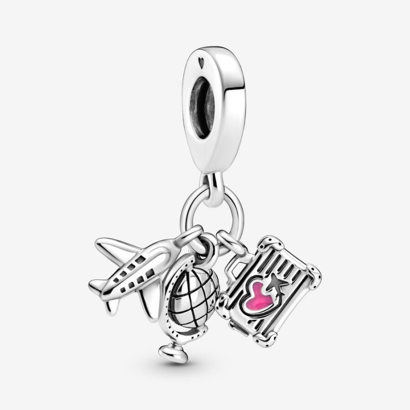 Pandora Airplane, Globe & Suitcase Dangle Charm Sterling Silver | 18547-XBLJ