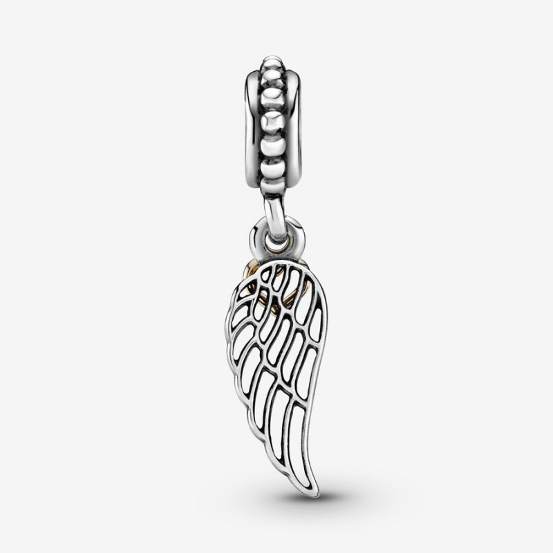 Pandora Angel Wing and Heart Dangle Charm Two-tone | 97582-IHKO