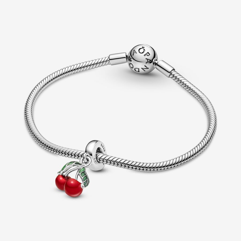 Pandora Asymmetrical Cherry Fruit Dangle Charm Sterling Silver | 65794-IJNP