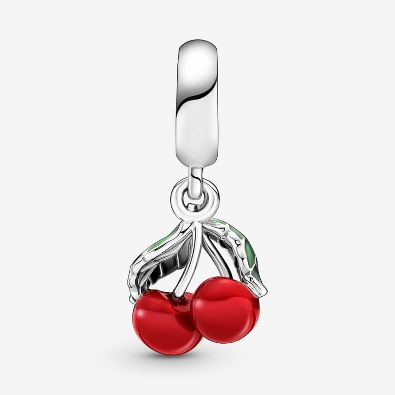 Pandora Asymmetrical Cherry Fruit Dangle Charm Sterling Silver | 65794-IJNP