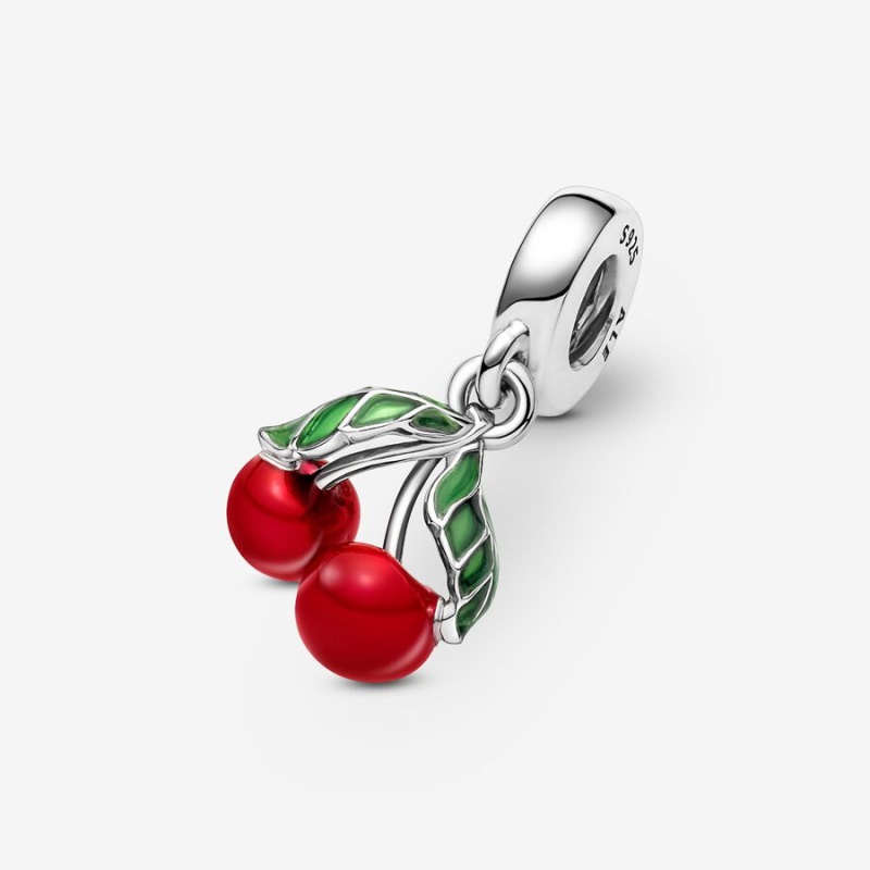 Pandora Asymmetrical Cherry Fruit Dangle Charm Sterling Silver | 65794-IJNP