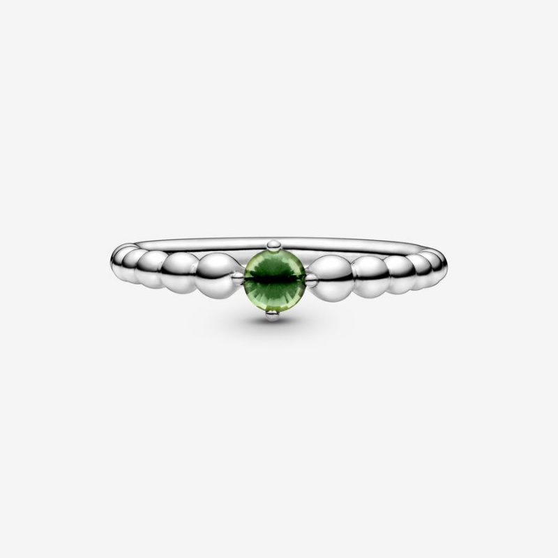 Pandora August Spring Green Beaded Ring Sterling Silver | 96187-TCLI