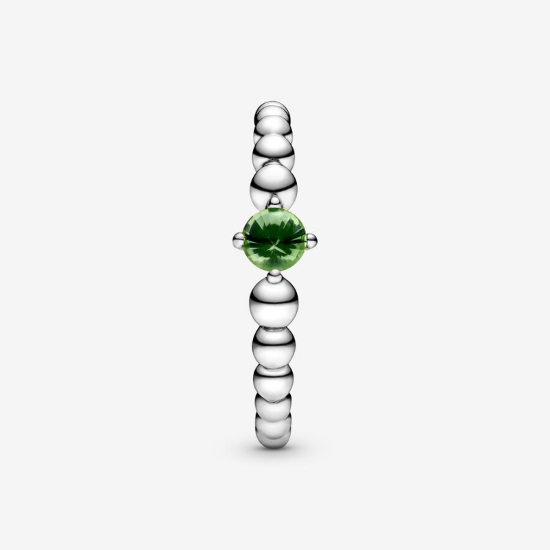 Pandora August Spring Green Beaded Ring Sterling Silver | 96187-TCLI