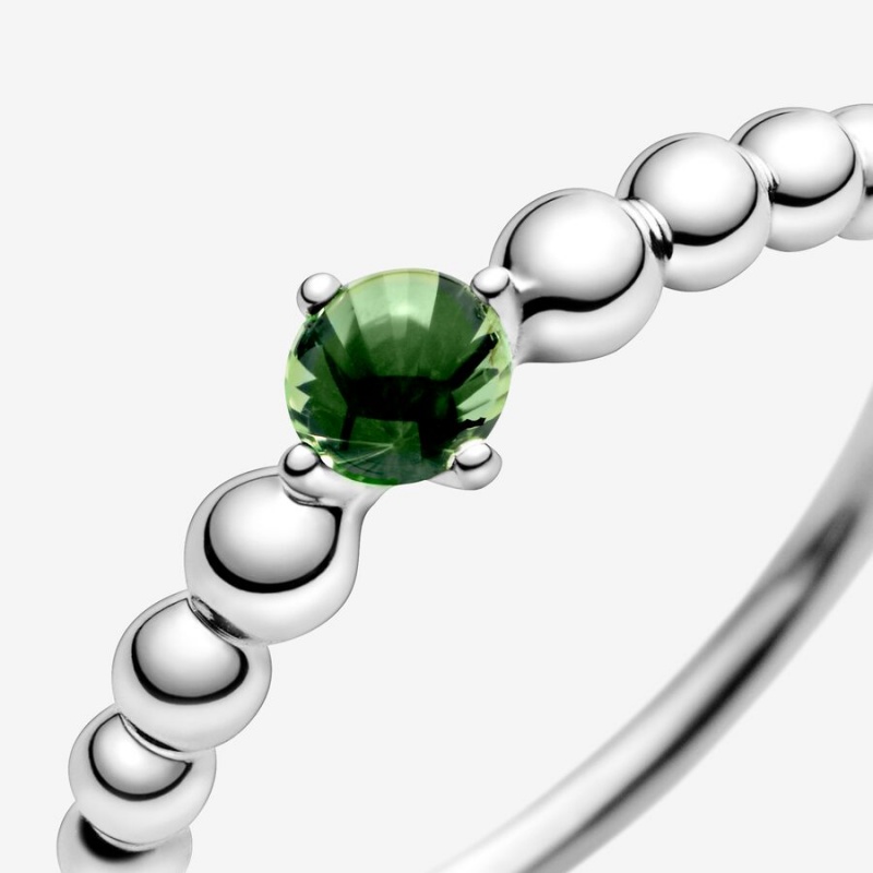 Pandora August Spring Green Beaded Ring Sterling Silver | 96187-TCLI