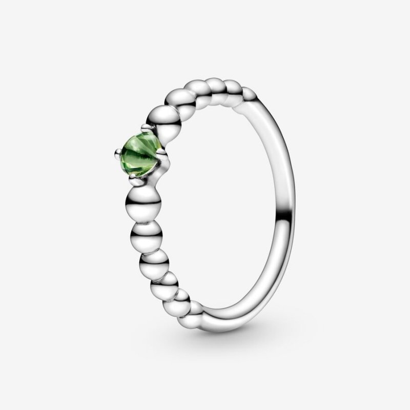 Pandora August Spring Green Beaded Ring Sterling Silver | 96187-TCLI