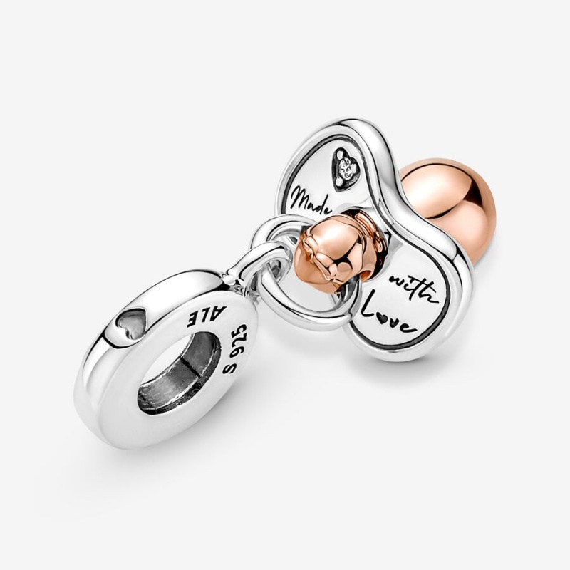 Pandora Baby Pacifier Dangle Charm Two-tone | 83521-CQOF