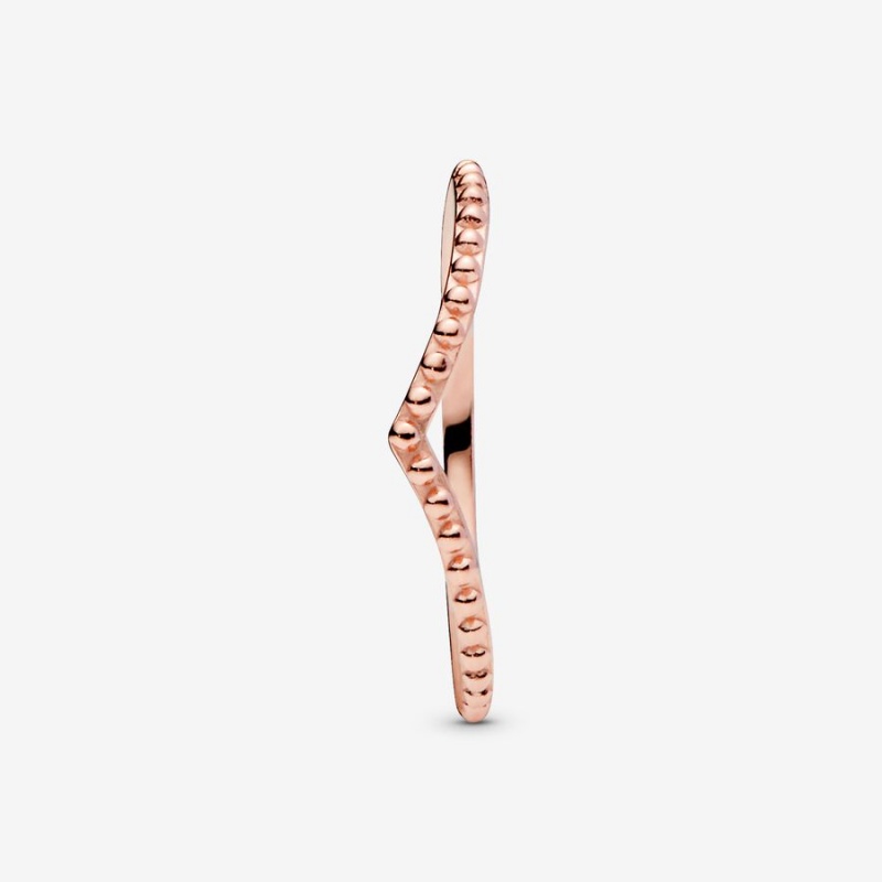 Pandora Beaded Wishbone Ring - FINAL SALE Rose Gold Plated | 85026-AUEJ