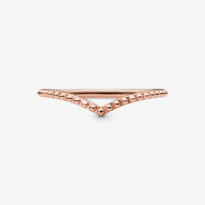 Pandora Beaded Wishbone Ring - FINAL SALE Rose Gold Plated | 85026-AUEJ