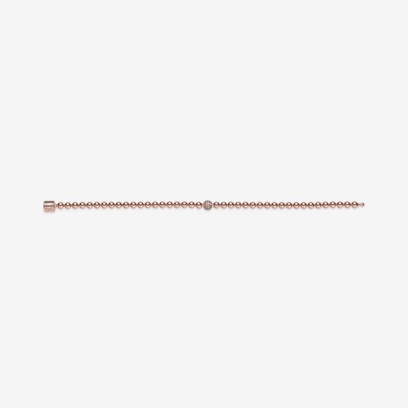 Pandora Beads & Pavé Bracelet Rose Gold Plated | 39274-VRTY