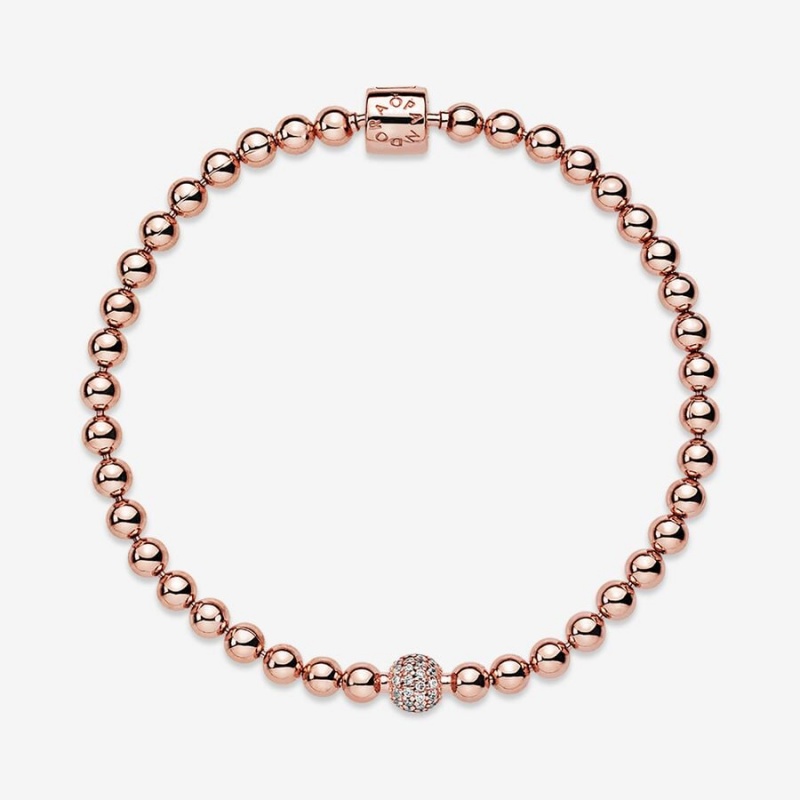 Pandora Beads & Pavé Bracelet Rose Gold Plated | 39274-VRTY