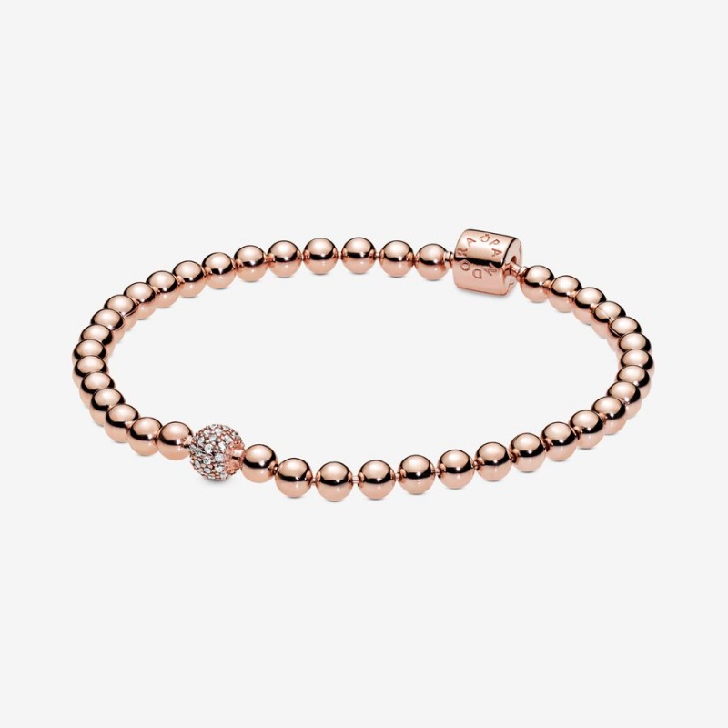 Pandora Beads & Pavé Bracelet Rose Gold Plated | 39274-VRTY