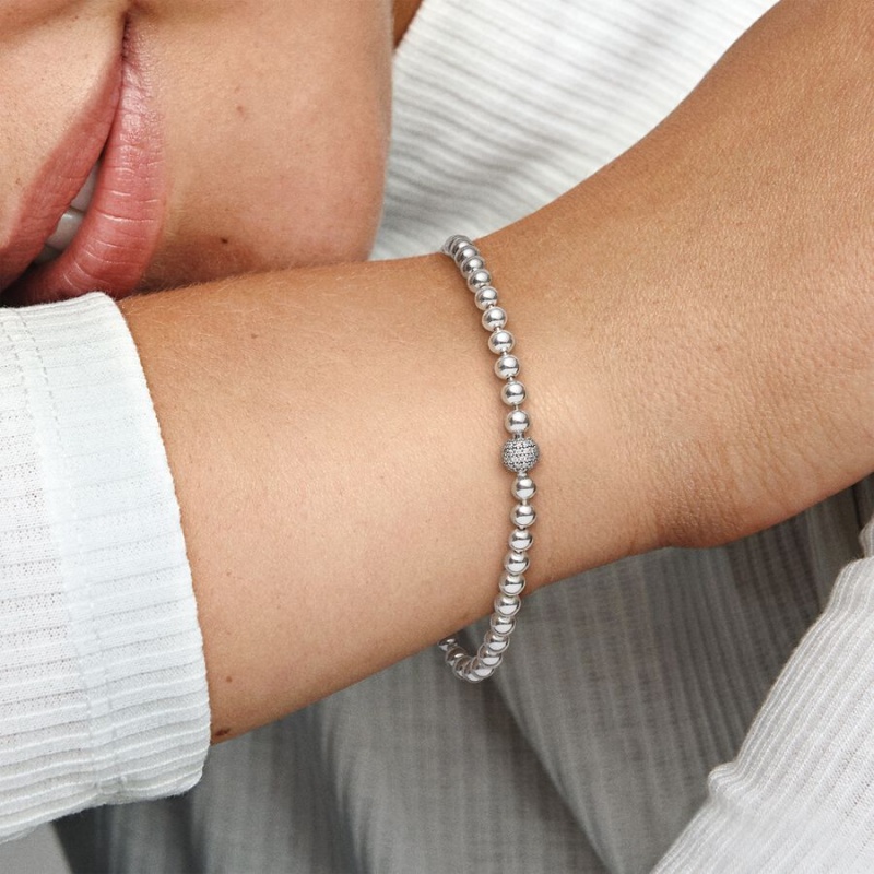 Pandora Beads & Pavé Bracelet Sterling Silver | 91453-NVOG