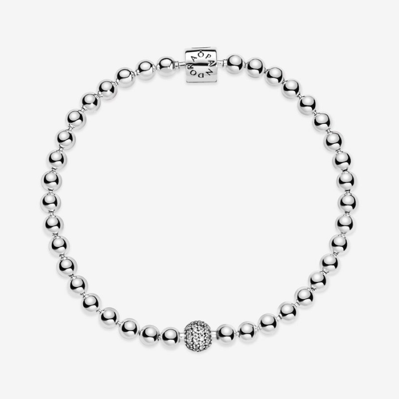 Pandora Beads & Pavé Bracelet Sterling Silver | 91453-NVOG