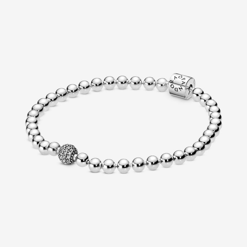 Pandora Beads & Pavé Bracelet Sterling Silver | 91453-NVOG