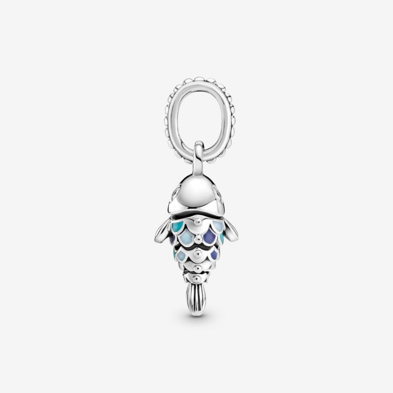 Pandora Blue Scaled Fish Dangle Charm Sterling Silver | 48021-VLJI