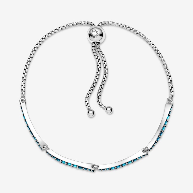 Pandora Blue Wavy Slider Bracelet - FINAL SALE Sterling Silver | 37285-ZOXB