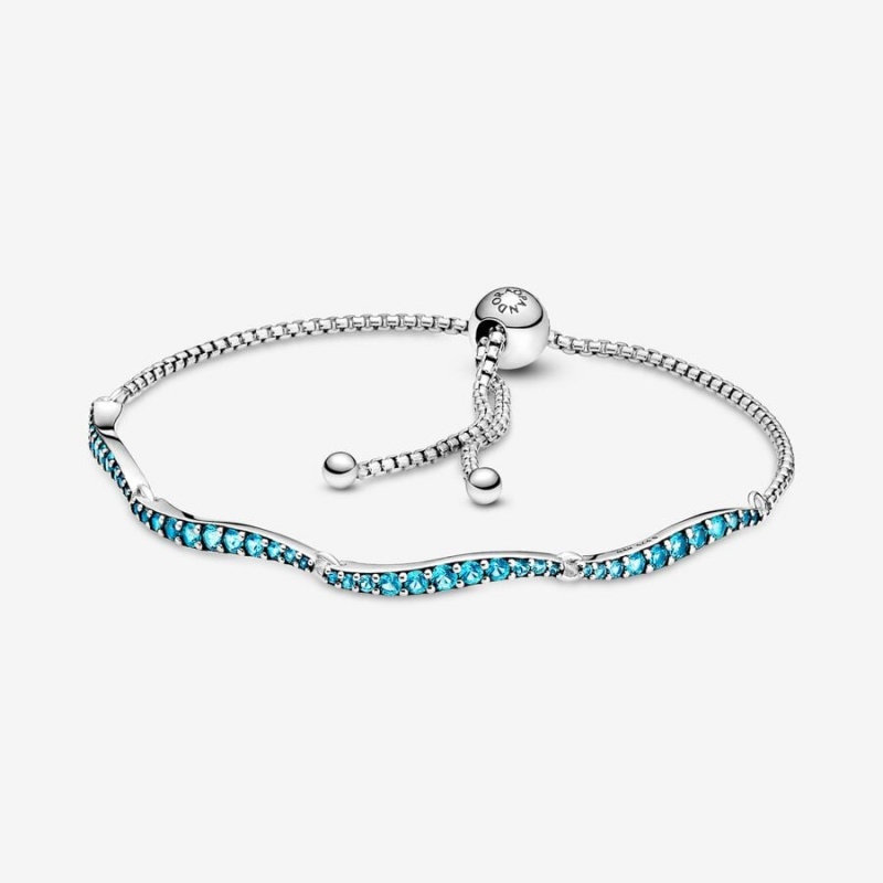 Pandora Blue Wavy Slider Bracelet - FINAL SALE Sterling Silver | 37285-ZOXB