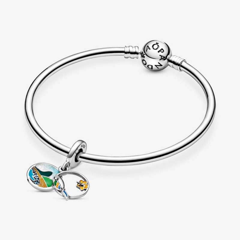 Pandora Brazil Beach & Parrot Dangle Charm Sterling Silver | 81374-YKXT