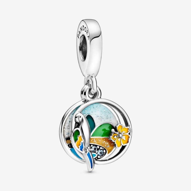 Pandora Brazil Beach & Parrot Dangle Charm Sterling Silver | 81374-YKXT