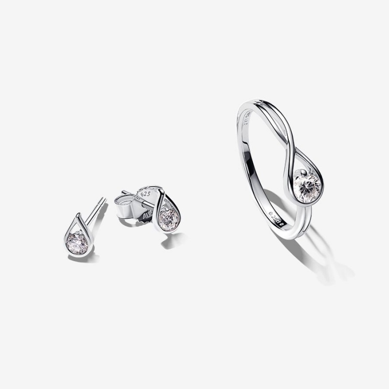 Pandora Brilliance 0.45 ct tw Lab-created Diamond Ring and Earrings Set | 16980-HKLG