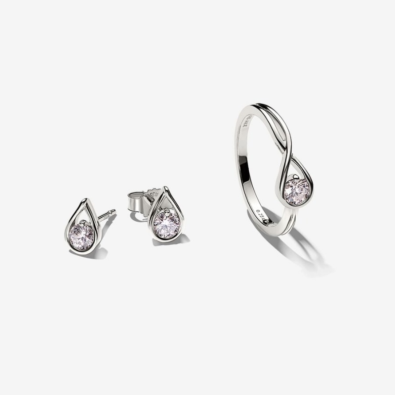 Pandora Brilliance 0.75 ct tw Lab-created Diamond Ring and Earrings Set | 89573-VFOX