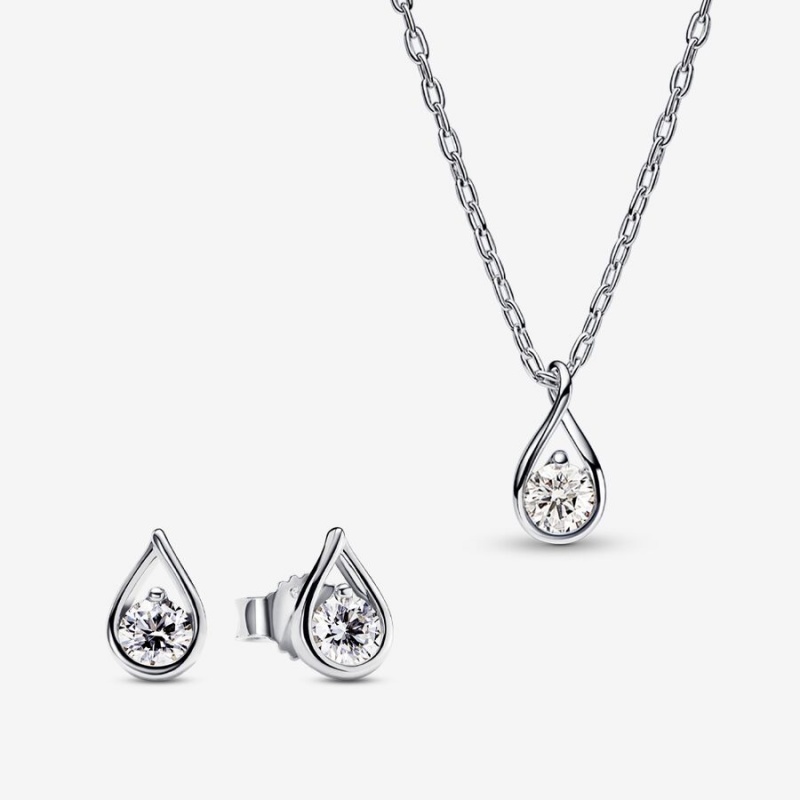 Pandora Brilliance 0.75 ct tw Lab-created Diamond Necklace and Earring Set | 69483-VEOX