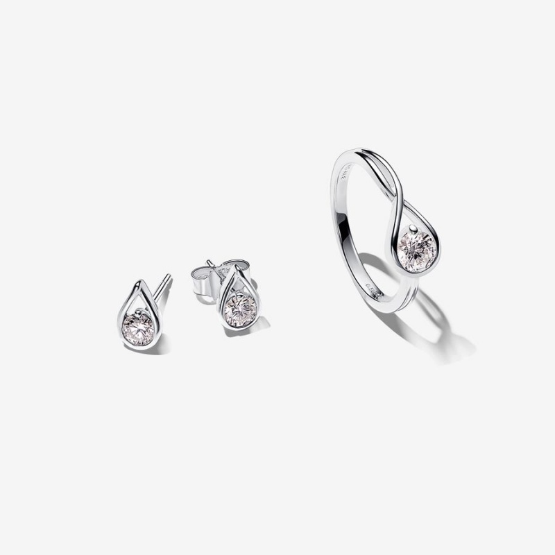 Pandora Brilliance 1 ct tw Lab-created Diamond Ring and Earrings Set | 80342-NYBJ