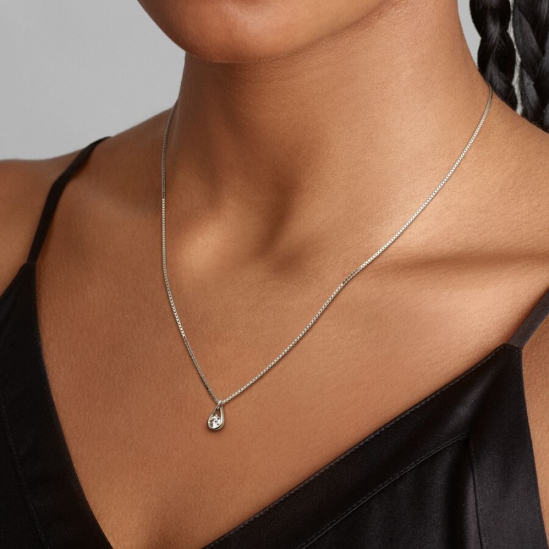 Pandora Brilliance Lab-created 0.25 ct tw Diamond Pendant & Necklace White Gold | 49753-IMET