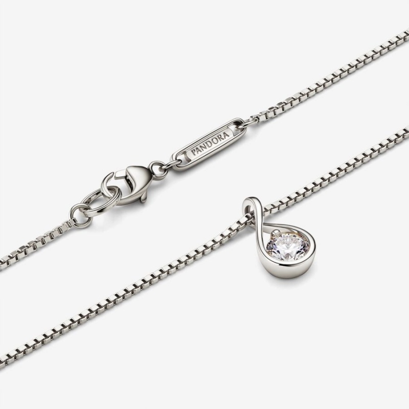 Pandora Brilliance Lab-created 0.25 ct tw Diamond Pendant & Necklace White Gold | 49753-IMET