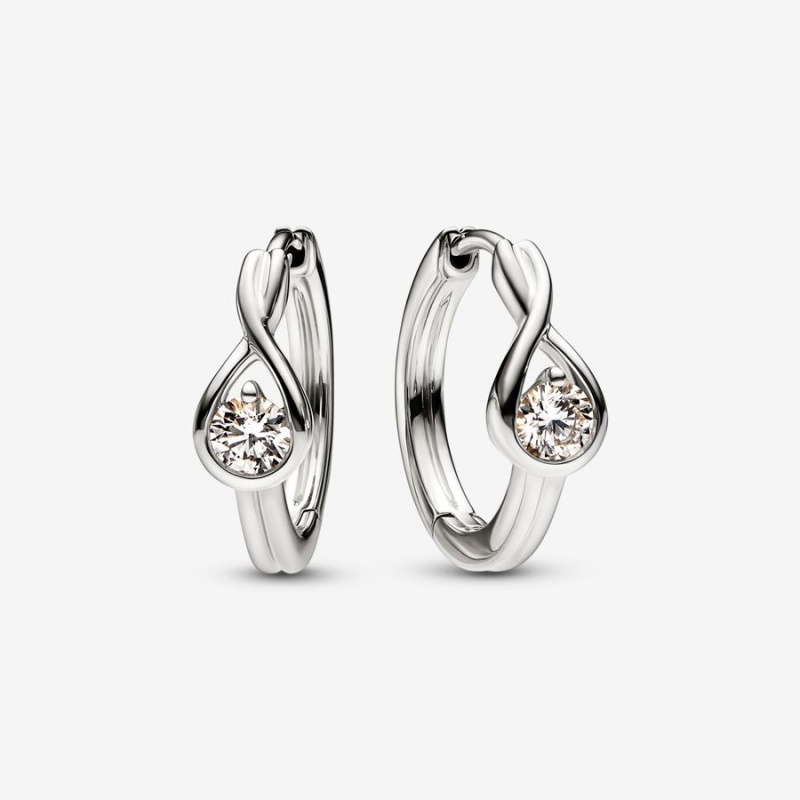 Pandora Brilliance Lab-created 0.50 ct tw Diamond Hoop Earrings White Gold | 48237-QONV