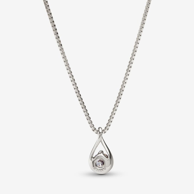 Pandora Brilliance Lab-created 0.50 ct tw Diamond Pendant & Necklace White Gold | 57249-YIHU