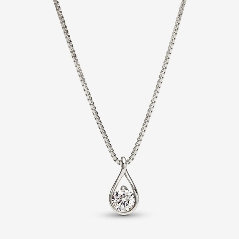 Pandora Brilliance Lab-created 0.50 ct tw Diamond Pendant & Necklace White Gold | 57249-YIHU