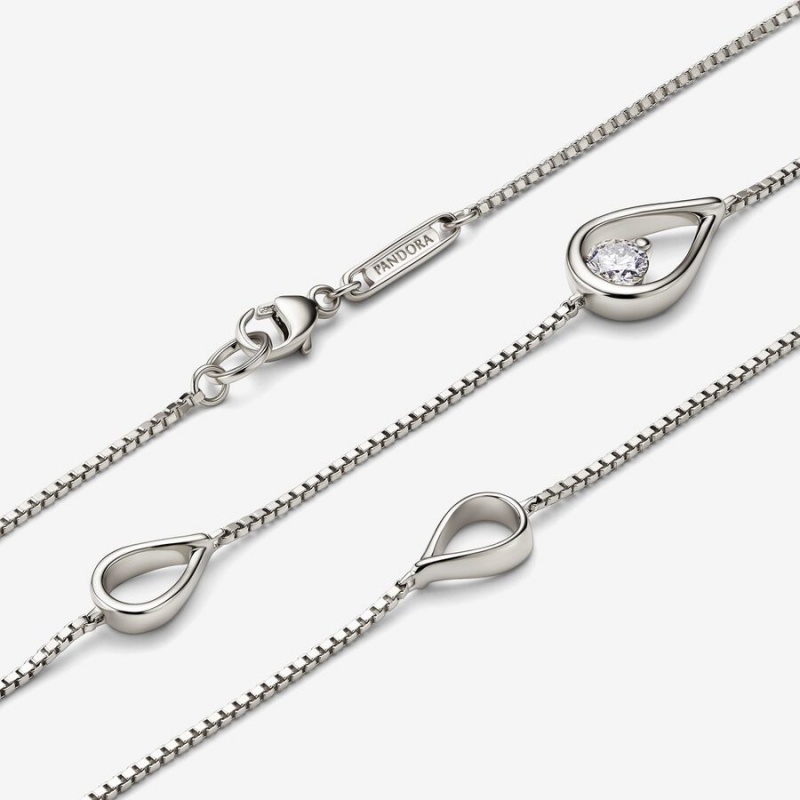 Pandora Brilliance Lab-created 0.50 ct tw Diamond Long Pendant Necklace White Gold | 50749-FPZQ