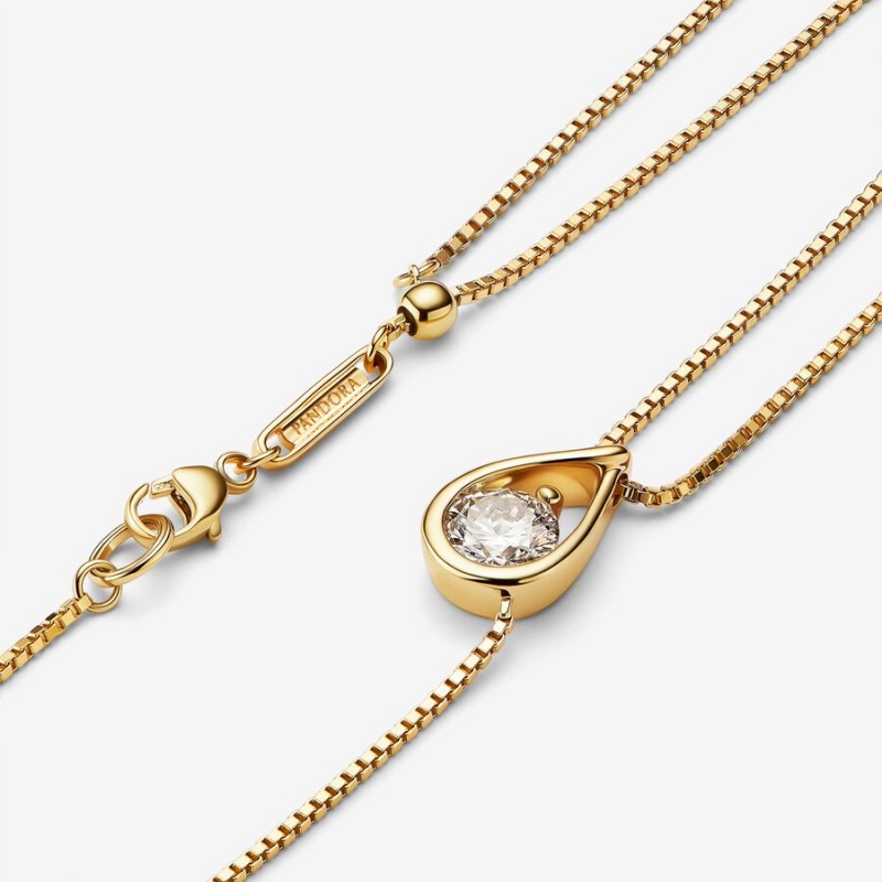 Pandora Brilliance Lab-created 0.75 ct tw Diamond Double Chain Collier Necklace Gold | 54318-SLUF